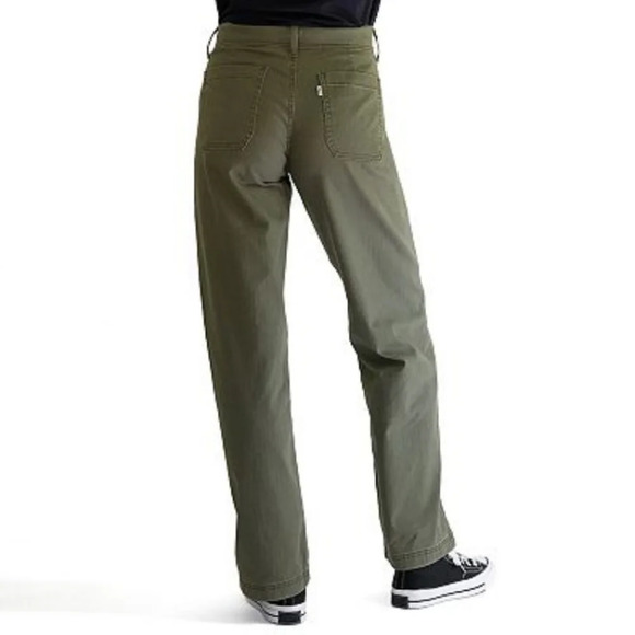 Levis Olive Herringbone Classic Utility Wide Leg Pants Size 6 - Picture 2 of 12